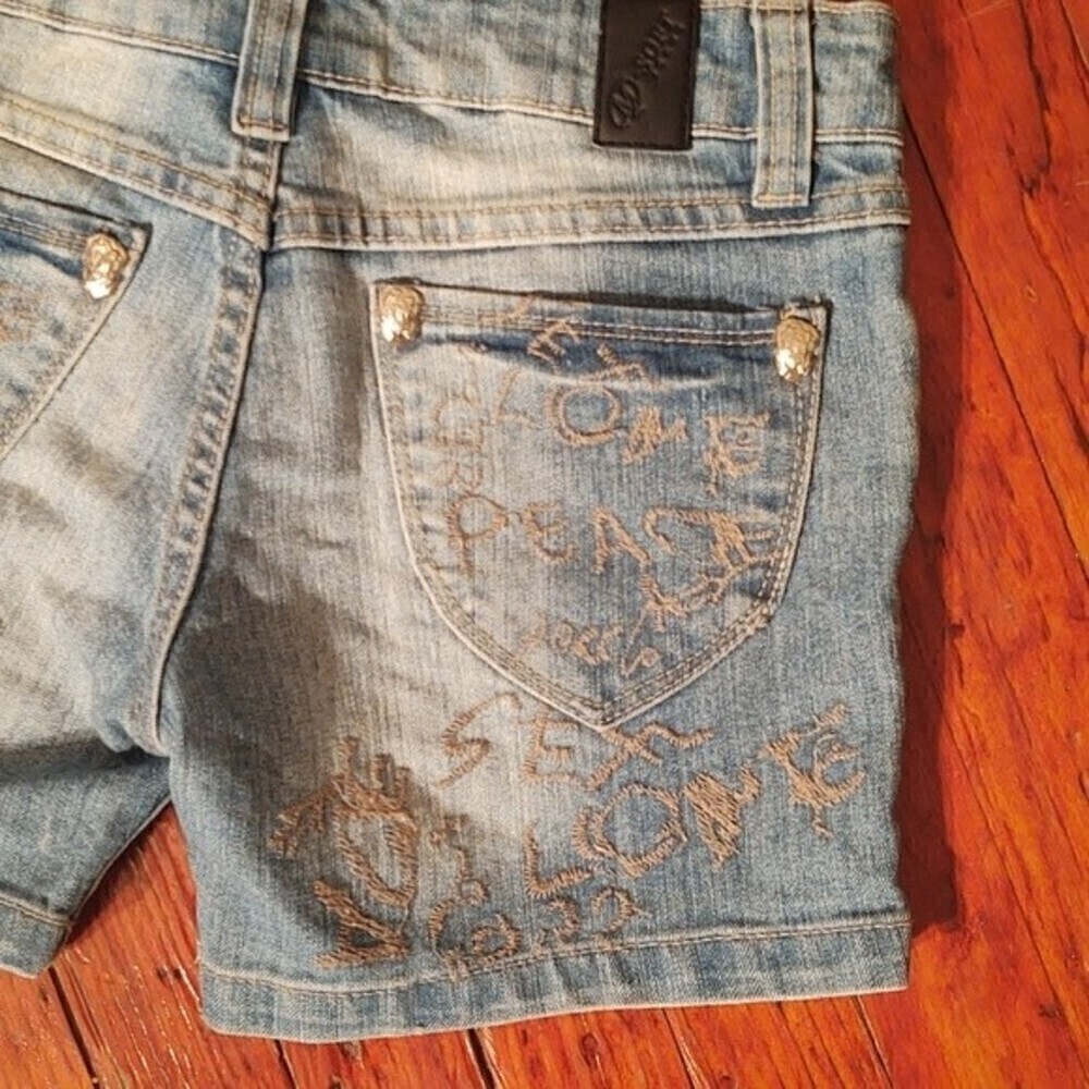 M-Soft Jeans Embroidered Denim Shorts Sz 27 - Picture 9 of 14